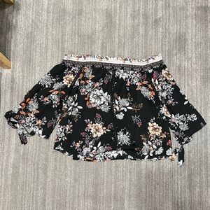 Spoiled Black Floral Off-Shoulder Blouse